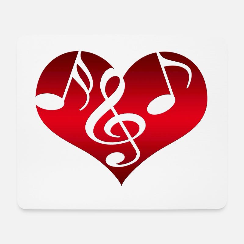 MUSIC HEART - Mousepad (Querformat) - Weiß