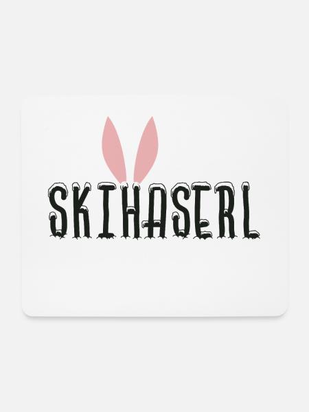 Skihaserl Skihase mit Ohren - Mousepad (Querformat) - Weiß
