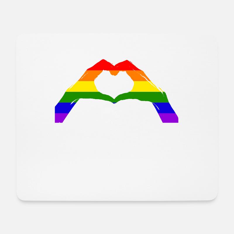 Love Regenbogen Herz aus Händen Pride Zweisamkeit - Mousepad (Querformat) - Weiß