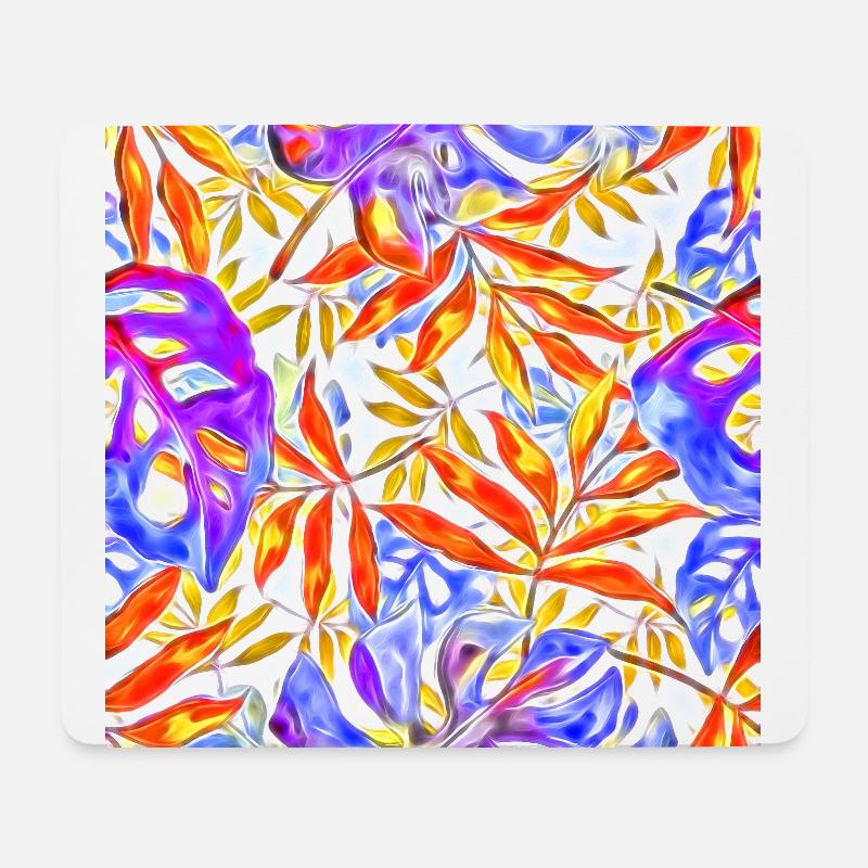 Tropical leaves collage - Mouse Pad (horizontal) - white
