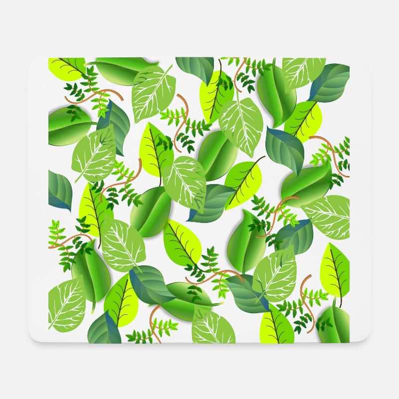 Green leaf collage - Mouse Pad (horizontal) - white