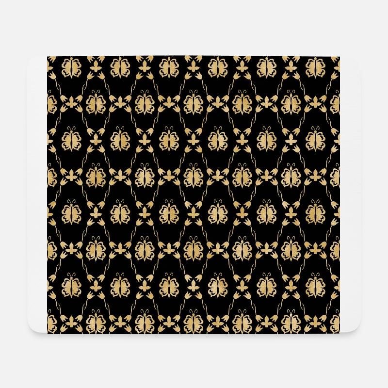 Golden vintage butterfly pattern - Mouse Pad (horizontal) - white