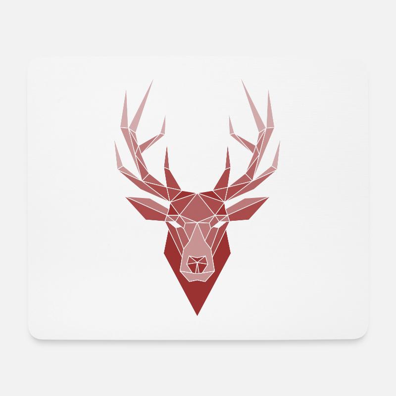 Hirsch Polygon Origami - Mousepad (Querformat) - Weiß