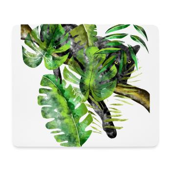 Jaguar Le chasseur noir dans la jungle - Tapis de souris (format paysage) - blanc - Devant