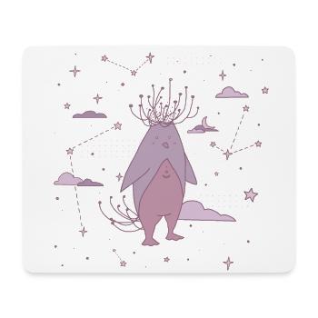 Lila Pinguin zwischen Sternen - Mousepad (Querformat) - Weiß - Vorne