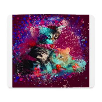 cats, colorful, painting, watercolor, graffiti, kitten - Mouse Pad (horizontal) - white - Front