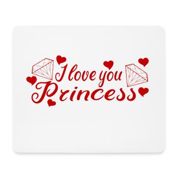 I Love you Princess avec des diamants et des coeurs - Tapis de souris (format paysage) - blanc - Devant