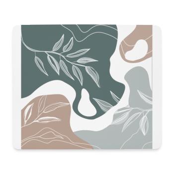 Abstract - Aqua and Beige Shapes, Lines and Leaves - Mouse Pad (horizontal) - white - Front