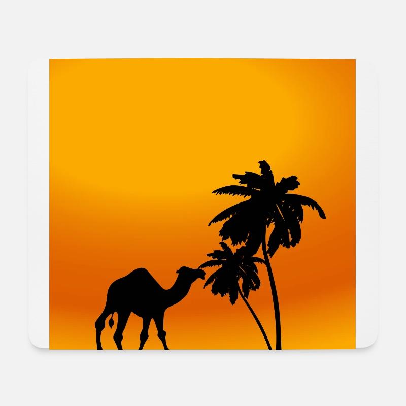 camel, palm tree, desert - Mouse Pad (horizontal) - white