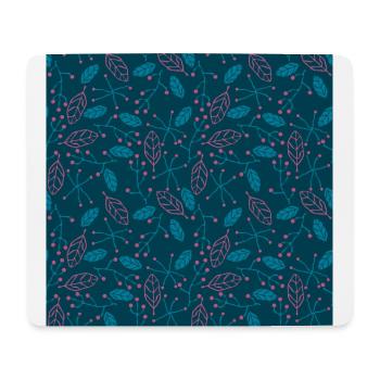 Blätter Blumenmuster Muster dunkelblau türkis - Mousepad (Querformat) - Weiß - Vorne