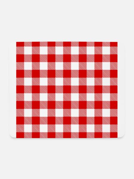 Kariertes Muster der roten und weißen Tischdecke - Mousepad (Querformat) - Weiß