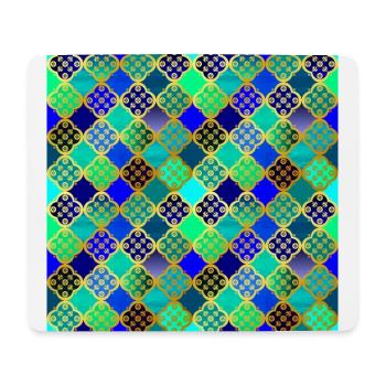 motif oriental bleu turquoise vert - Tapis de souris (format paysage) - blanc - Devant