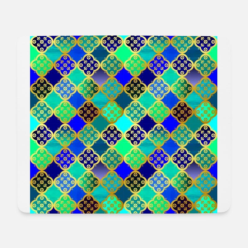 orientalisches Muster blau türkis grün - Mousepad (Querformat) - Weiß