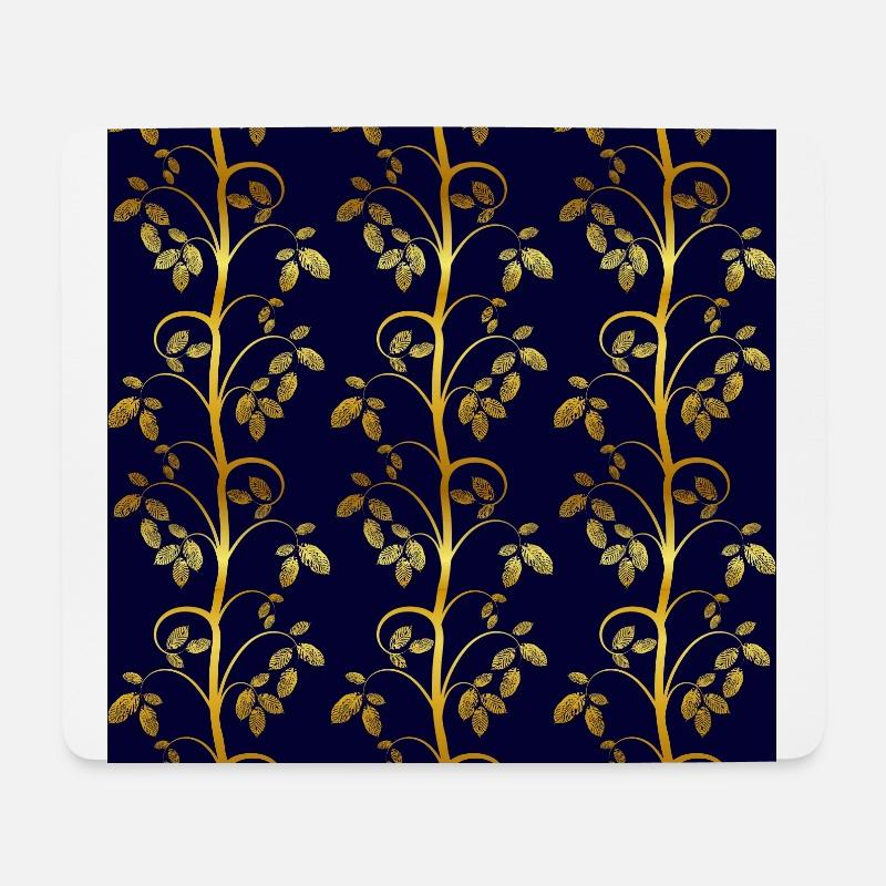 Pattern tendril gold look blue - Mouse Pad (horizontal) - white