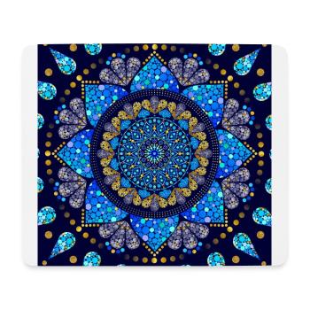 Mandala blau türkis gold - Mousepad (Querformat) - Weiß - Vorne