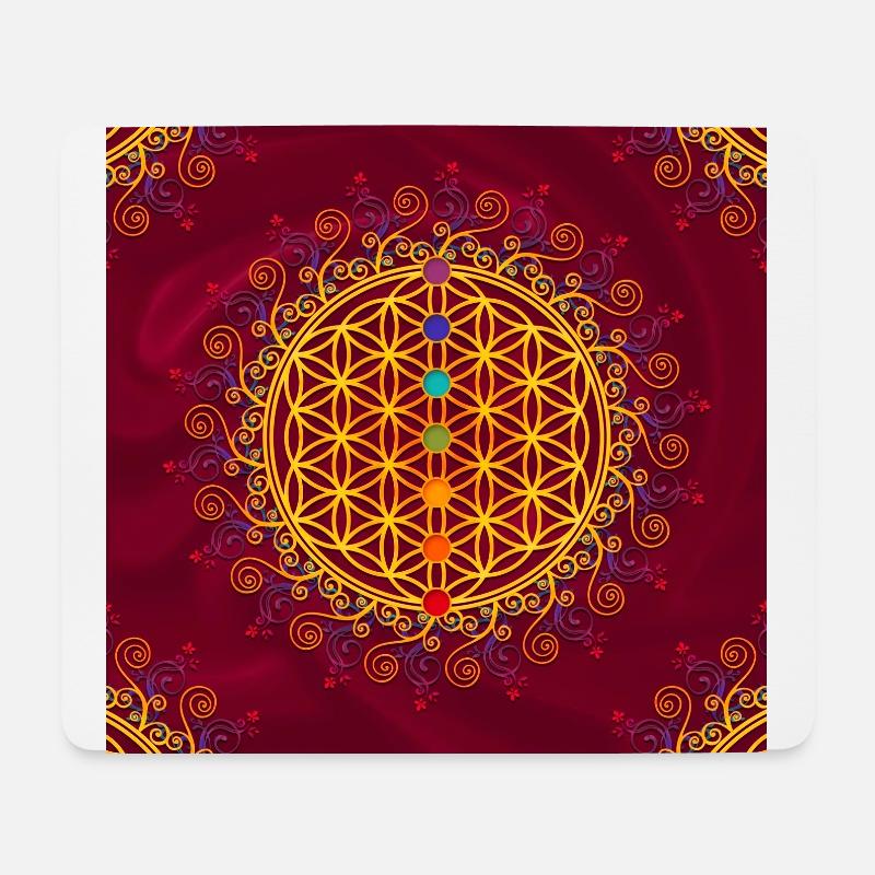 Blume des Lebens, Chakra, Schutz, Gesundheit, Rot - Mousepad (Querformat) - Weiß