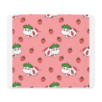 Fraise de vache et fraises - Tapis de souris (format paysage) - blanc - Devant
