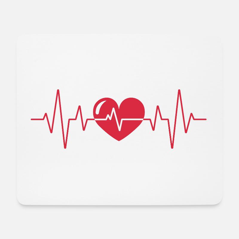 Herzschlag EKG Herz Puls Pulsschlag - Mousepad (Querformat) - Weiß