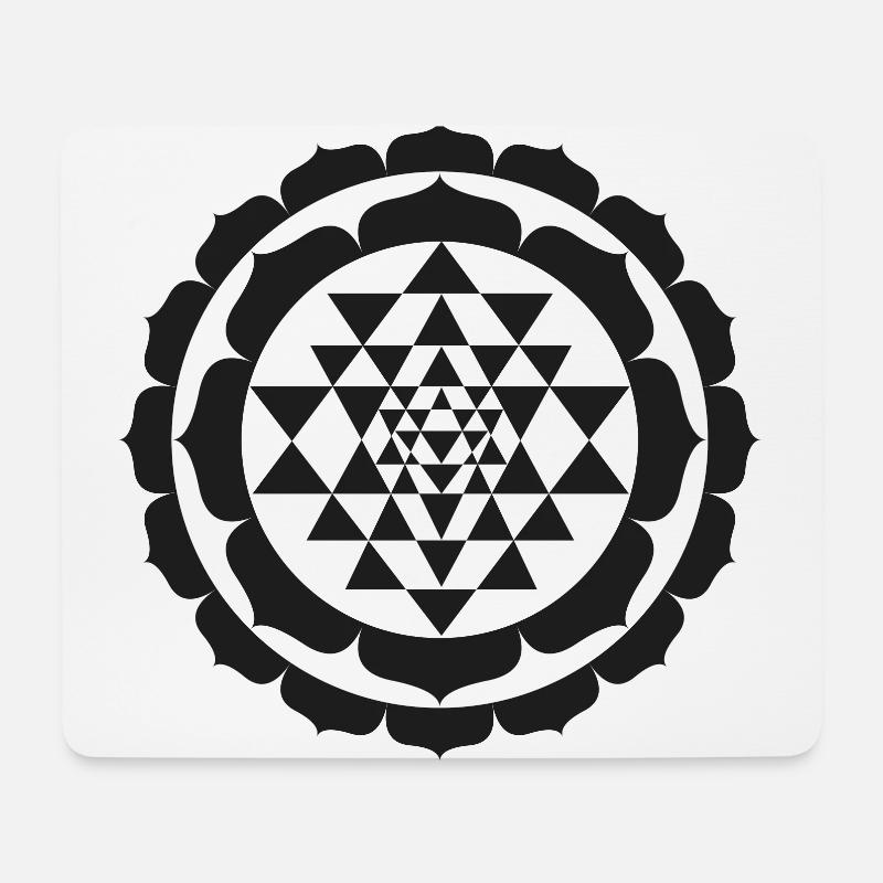 Shri Yantra Lotus Blume schwarz - Mousepad (Querformat) - Weiß