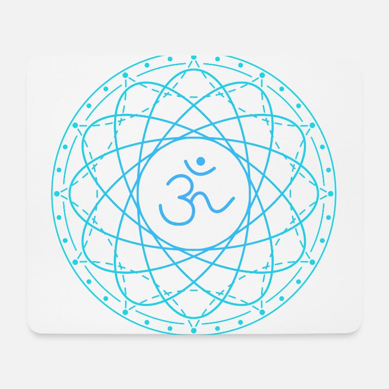 Heilige Geometrie mit Om Symbol - Mousepad (Querformat) - Weiß