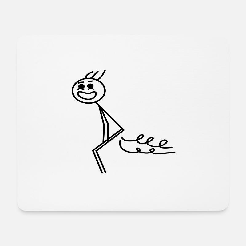 Furzendes Strichmännchen - Mousepad (Querformat) - Weiß