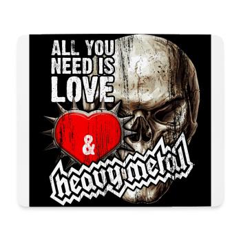 Love and Heavy Metal - Mousepad (Querformat) - Weiß - Vorne