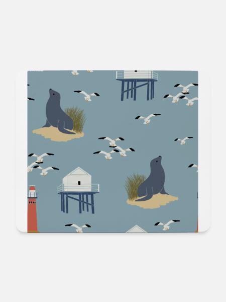 Waddeneilanden strand patroon met zeehonden - Muismatje (landscape) - wit