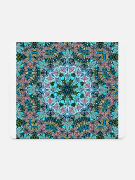 KALEIDOSCOPE ABSTRACT LILIES 2 FLOWERS 2 - Mousepad (Querformat) - Weiß
