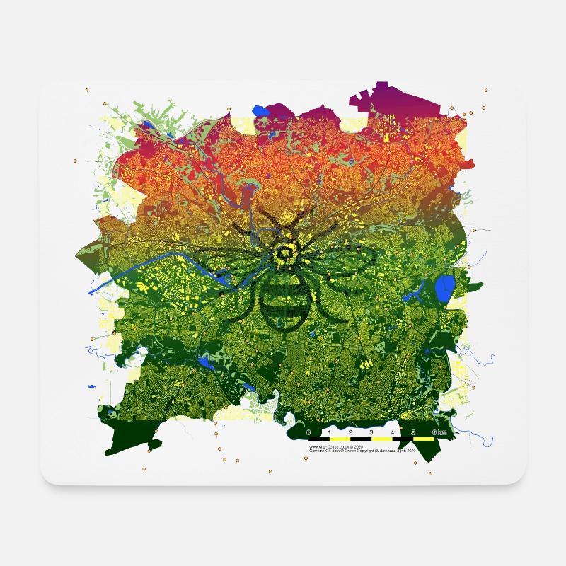 Mancunian Honey Bee Over a Midnight Manchester - Mouse Pad (horizontal) - white