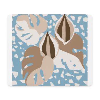 Terrazzo Style Tropical Monstera Leaves Blue - Mouse Pad (horizontal) - white - Front