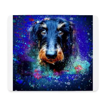 Dackel, Hund, Malerei, Graffiti,bunt - Mousepad (Querformat) - Weiß - Vorne