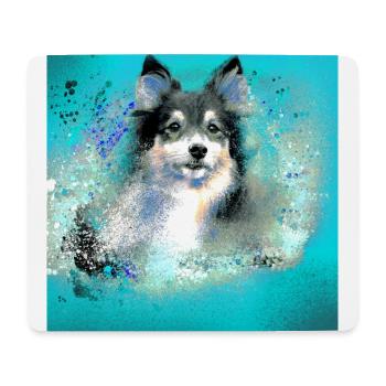 Sheltie, chien, graffiti, peinture, colley, aquarelle - Tapis de souris (format paysage) - blanc - Devant