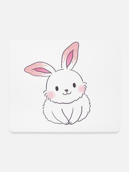 Niedlicher Hase schaut lustig - Mousepad (Querformat) - Weiß