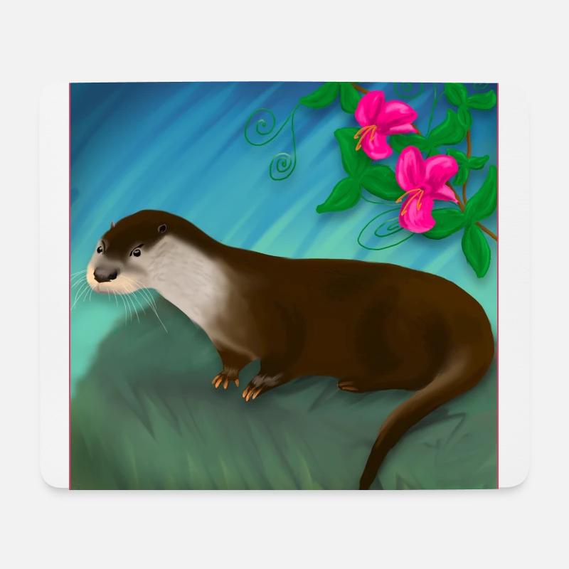 Otter - Mousepad (Querformat) - Weiß