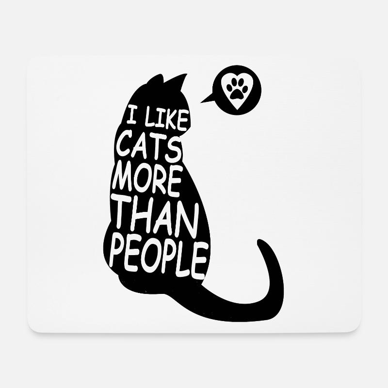 I Like Cats More Than People - Mousepad (Querformat) - Weiß