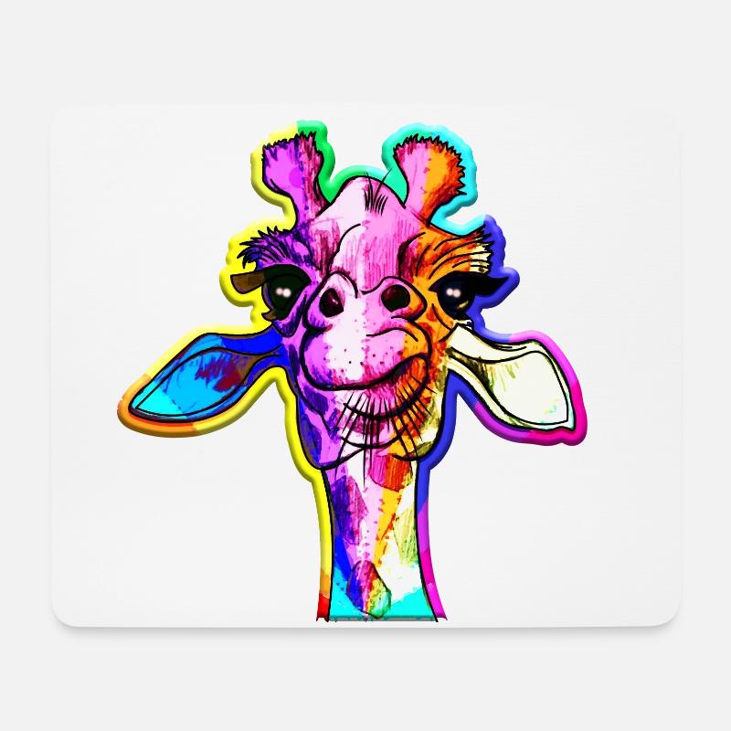 Regenbogen Giraffe Punk Giraffe Rainbow - Mousepad (Querformat) - Weiß