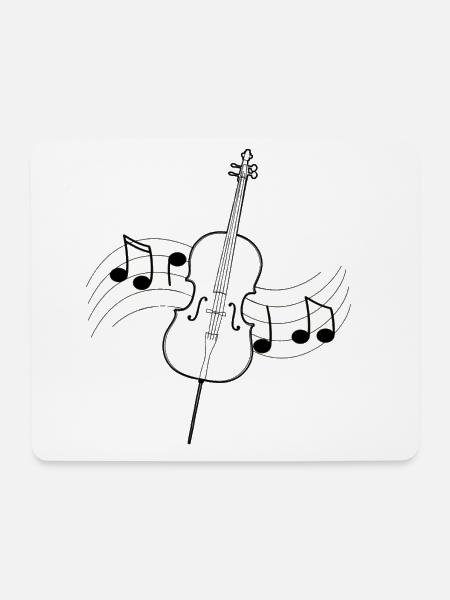 Cello Musik Zeichnung Partitur Schwarze Noten - Mousepad (Querformat) - Weiß