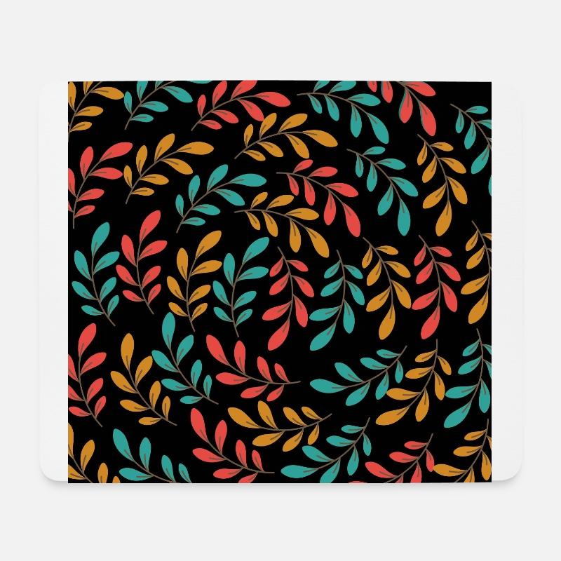 Blätter Muster - schwarzer Hintergrund - Mousepad (Querformat) - Weiß
