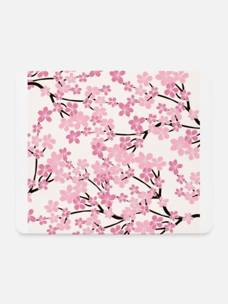 Rosa Kirschblüte Muster - Sakura - Mousepad (Querformat) - Weiß