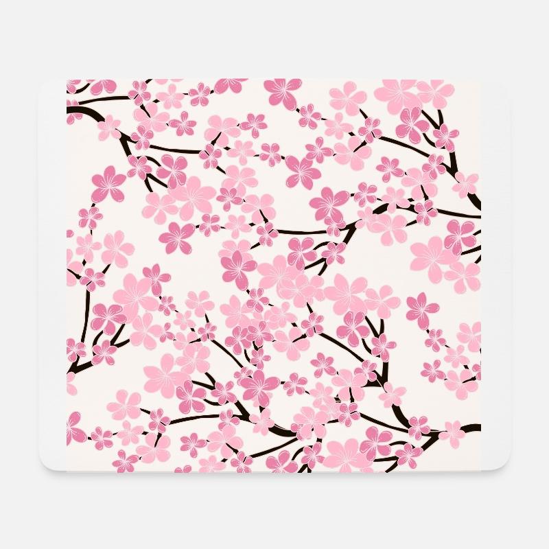 Rosa Kirschblüte Muster - Sakura - Mousepad (Querformat) - Weiß