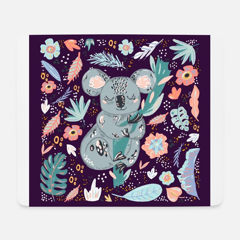 Koala Cute Floral Exotic Illustration Doodle - Mouse Pad (horizontal) - white