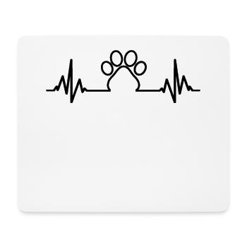 Chien patte ECG chien de la ligne de cœur cadeau - Tapis de souris (format paysage) - blanc - Devant