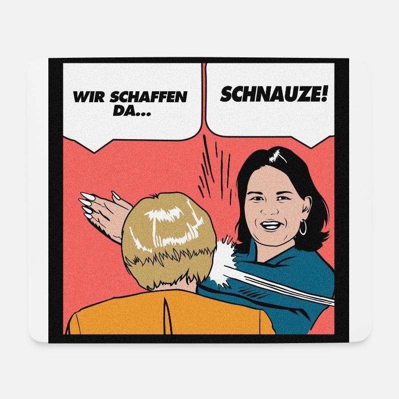 Merkel Baerbock Wir schaffen das Politik Kanzlerin - Mousepad (Querformat) - Weiß