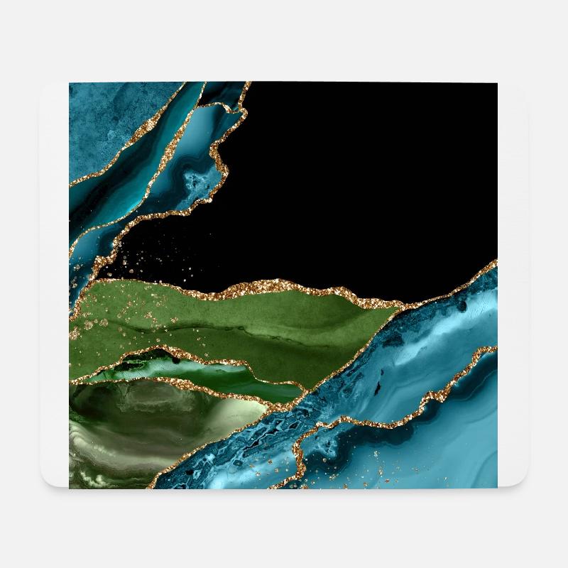 Blue Green Agate Gold Glitter Geode Texture - Mouse Pad (horizontal) - white