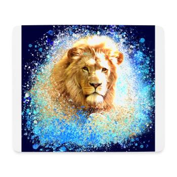 lion, gold, lion's head, graffiti,painting,blue,poster - Mouse Pad (horizontal) - white - Front