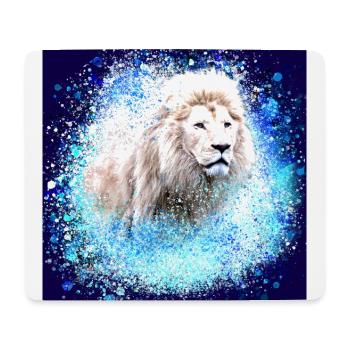 white lion,lion,poster,graffiti,blue - Mouse Pad (horizontal) - white - Front