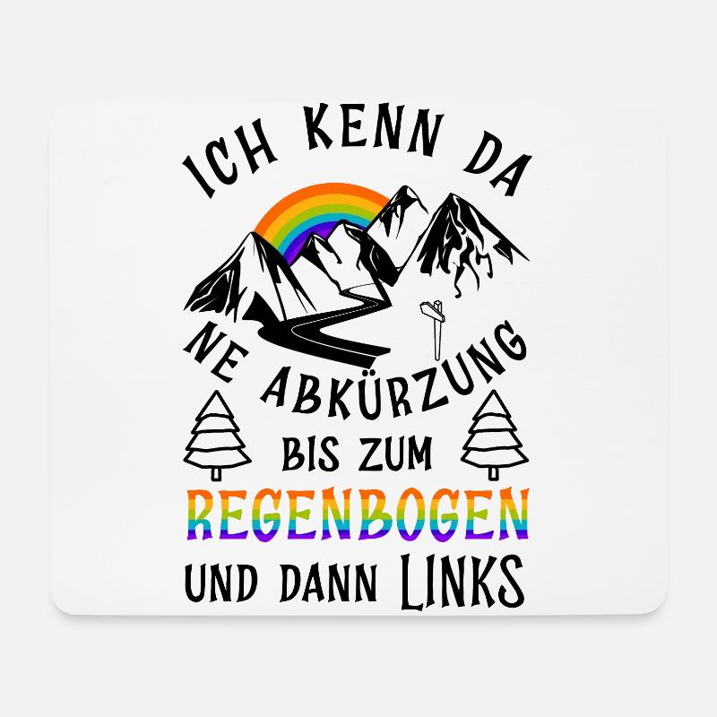 Bergsteiger bis zum Regenbogen Spruch - Mousepad (Querformat) - Weiß