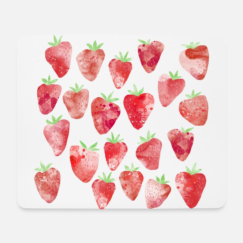 Erdbeer-Aquarell - Mousepad (Querformat) - Weiß