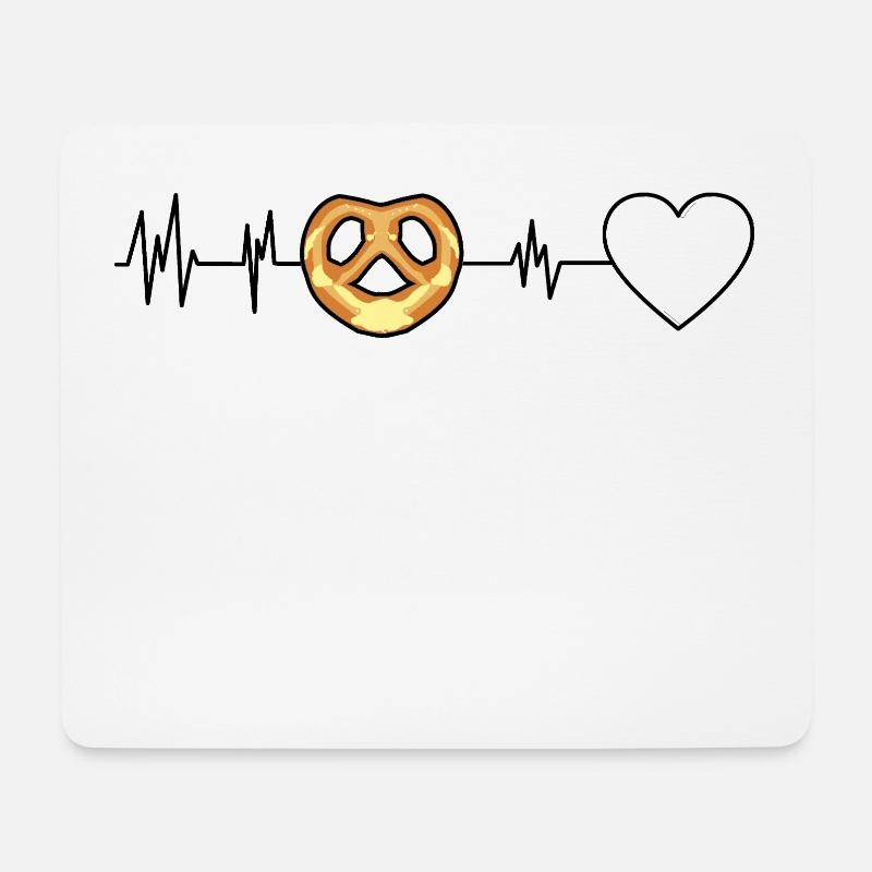 Herz EKG Brezel Herzfrequenz Brezel - Mousepad (Querformat) - Weiß