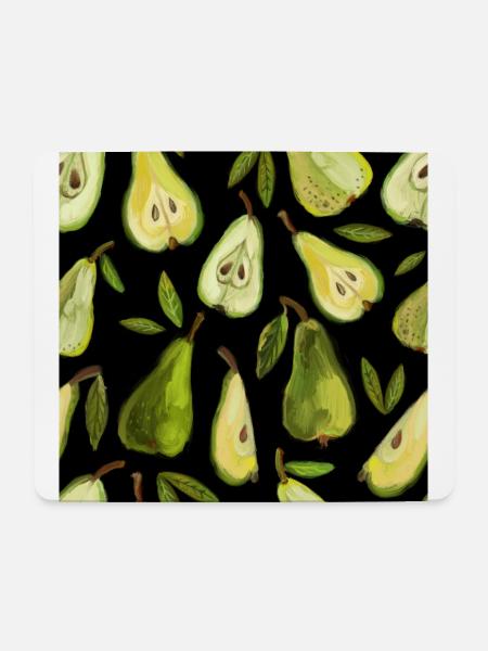 Pear seamless pattern. Black background. - Mousepad (Querformat) - Weiß